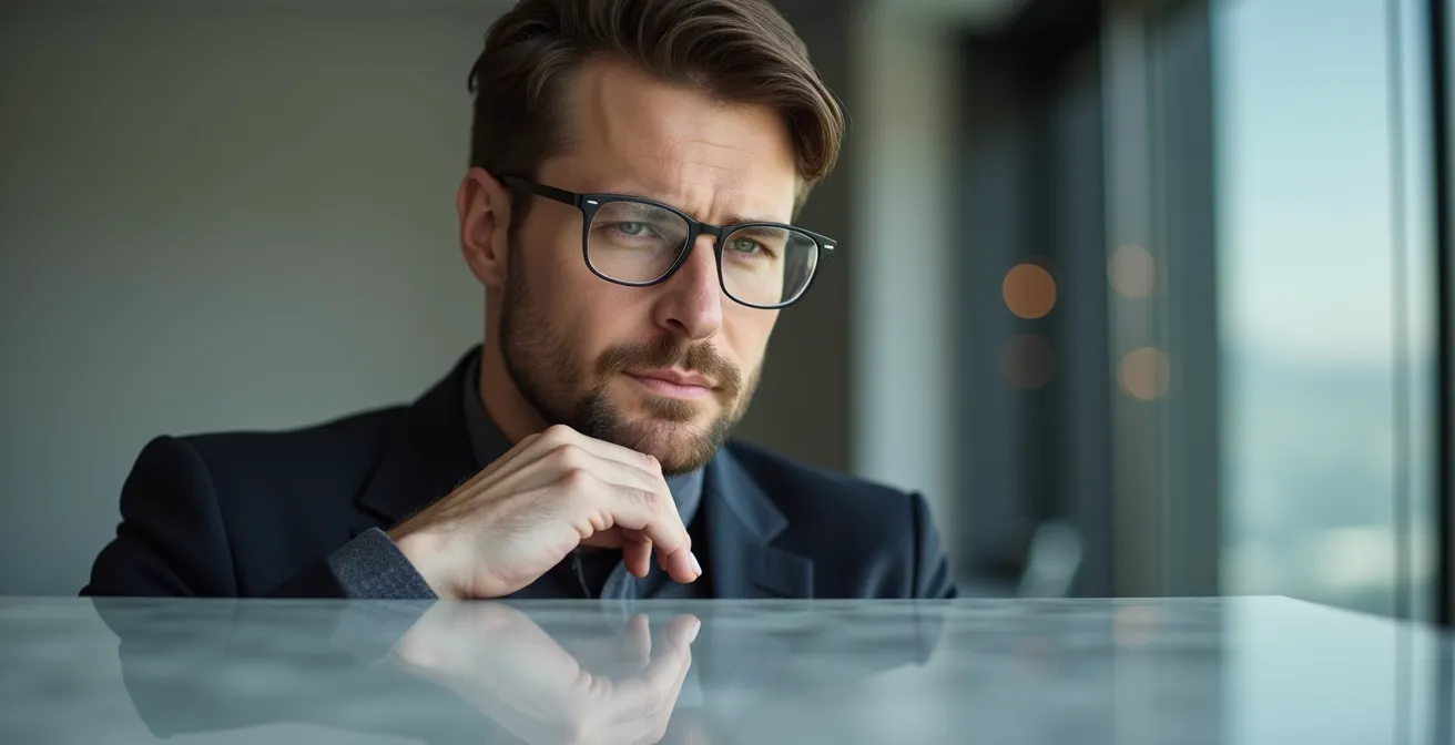 Entrepreneur face à son reflet analysant ses traits de personnalité